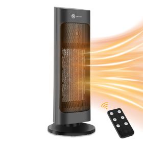 Oscillating Ceramic Tower Space Heater, Remote Control Thermostat Heater, for Home Bedroom Office with Adjustable Thermostat, Timer and Overheat & Tip