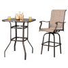 2pcs Wrought Iron Swivel Bar Chair Patio Swivel Bar Stools Brown