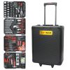 Black Hand Tool Box with 4 Layers of Toolset and Wheels